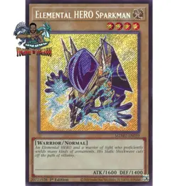 Yugioh! 1x Elemental HERO Sparkman MZMU-EN059 Secret Rare 1st Ed NM - Image 1