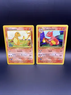 Vintage Charmander 46/102 Charmeleon 24/102 Pokemon TCG Base Set Cards - Image 1