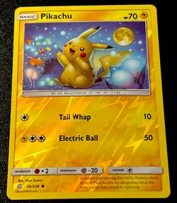 Pikachu 56/236 NM Reverse Holo Cute Happy Sitting Under Full Moon Pokemon Card! - Image 1