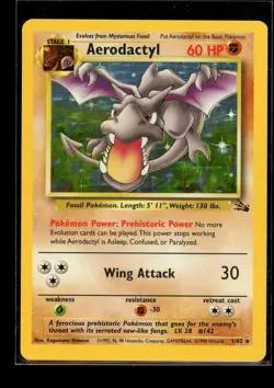 Aerodactyl - 1/62 - Pokemon Fossil Unlimited Holo Rare Card WOTC LP - Image 1