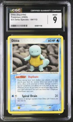 CGC 9 MINT Ditto [Squirtle] 2005 EX Delta Species 64/113 Pokemon Card - Image 1