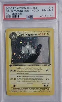 PSA 8 Dark Magneton #11/82 WOTC 2000 Pokemon Rocket 1st Edition Holo Rare NM-MT - Image 1