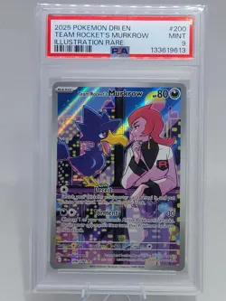 2025 Pokemon Dri En-Destined Rivals IR Team Rocket's Murkrow #200 PSA 9 - Image 1