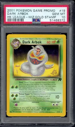 2001 Pokemon Dark Arbok Wizard Stamp 19/82 PSA 10 (Team Rocket) - Image 1