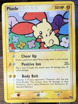 Pokemon Plusle Holo 5/17 POP Series 3 English - Heavily Played *small dent* - Image 1