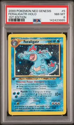 2000 POKEMON NEO GENESIS 1ST ED #5 FERALIGATR-HOLO PSA 8 - Image 1