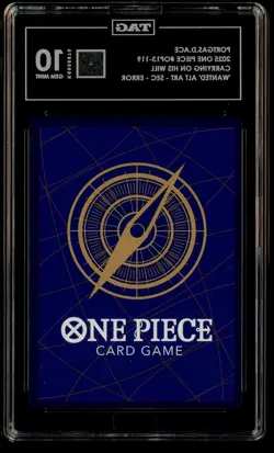 2025 One Piece OP13 EN 119 Portgas D. Ace Wanted Error TAG Score 975 10 GEM MINT - Image 3