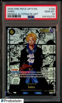 2025 One Piece EN OP13 Manga Alternate Art #120 Sabo PSA 10 GEM MINT - Image 1