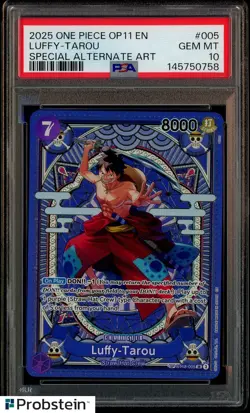 2025 One Piece OP11 EN Special Alternate Art #005 Luffy-Tarou PSA 10 GEM MINT - Image 1