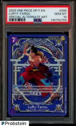 2025 One Piece OP11 EN Special Alternate Art #005 Luffy-Tarou PSA 10 GEM MINT - Image 1