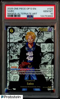 2025 One Piece EN OP13 Manga Alternate Art #120 Sabo PSA 10 GEM MINT - Image 1