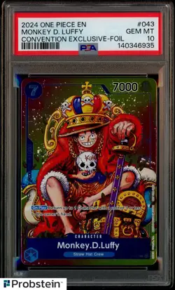 2024 One Piece EN Convention Exclusive Foil #043 Monkey D. Luffy PSA 10 GEM MINT - Image 1