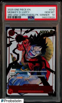 2025 One Piece EN 3rd Anniversary 3 Brothers Pack Winner Monkey D. Luffy PSA 10 - Image 1