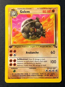 Golem 36/62 1st Edition Fossil - Uncommon - WOTC Pokemon Card LP - Image 1