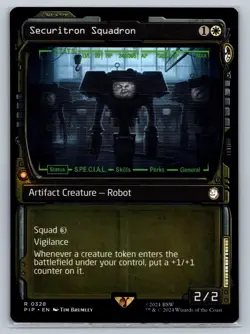 MTG Fallout Showcase #328 Securitron Squadron Rare Artifact Creature Robot - Image 1