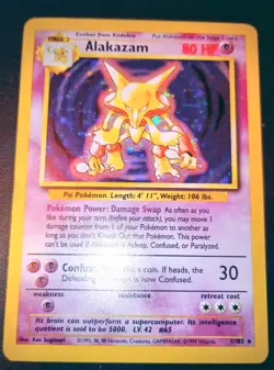 1999 POKEMON TCG ALAKAZAM HOLOGRAPHIC BASE SET CARD #1/102 EXCELLENT CONDITION - Image 1