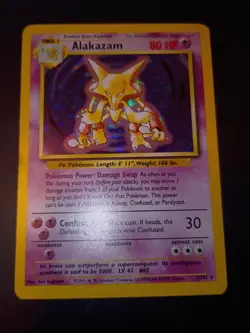 1999 POKEMON TCG ALAKAZAM HOLOGRAPHIC BASE SET CARD #1/102 EXCELLENT CONDITION - Image 3