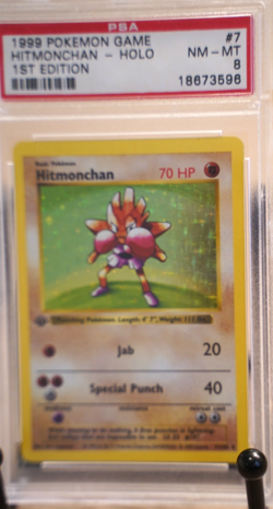 1999 Pokemon Hitmonchan Holo 1st Edition Base Set Shadowless PSA 8 NM - Image 3
