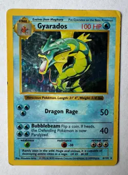 Shadowless Gyarados Holo Rare - 6/102 1999 Vintage Pokemon Base Set Card - MP - Image 1
