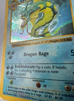 Shadowless Gyarados Holo Rare - 6/102 1999 Vintage Pokemon Base Set Card - MP - Image 3