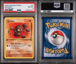 1999 Pokemon Fossil 47/62 Geodude 1st Edition PSA 8 Near Mint - Image 1