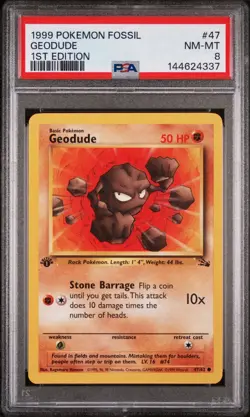 1999 Pokemon Fossil 47/62 Geodude 1st Edition PSA 8 Near Mint - Image 2