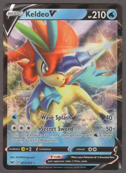 Keldeo V 053/202 Sword & Shield Base Set Ultra Rare Holo Pokemon Card NM - Image 1