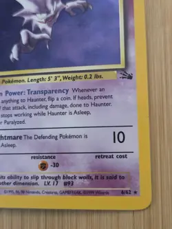 Pokemon Haunter Fossil 6/62 Holo 1999 WOTC TCG Card - LP - Image 5