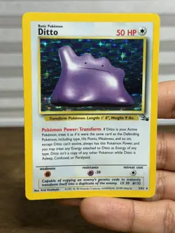 Pokemon 1999 Ditto Holofoil Card 3/62 Base Fossil Set Card RARE - Image 3