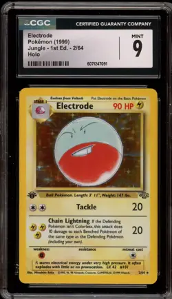 Pokemon Electrode Jungle 1st Edition Holo Rare #2 CGC 9 Mint - Image 1