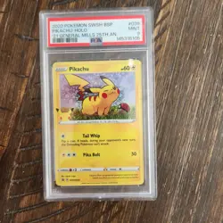 2020 POKEMON SWSH GENERAL MILLS 25TH ANNIVERSARY PIKACHU-HOLO PSA 9 - Image 1