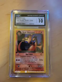 Dark Charizard Pokemon Card CGC Gem Mint 10 Team Rocket 1st Ed. 21/82 (Non-Holo) - Image 1