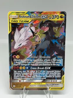 Pokemon Reshiram & Zekrom GX 157/236 Sm-Cosmic Eclipse TAG TEAM Ultra Rare Holo - Image 1