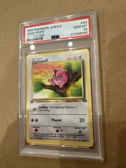 PSA 10 Pokemon 1st Edition 1999 Jigglypuff #54 Jungle Gem Mint First Ed Card - Image 3