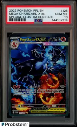 2025 POKEMON PFL EN-PHANTASMAL FLAMES #125 MEGA CHARIZARD X EX PSA 10 - Image 1