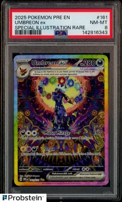 2025 Pokemon Umbreon ex Prismatic Evolutions Special Illustration Rare 161 PSA 8 - Image 1