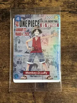 One Piece Monkey D. Luffy US Voyage College Basketball Promo Card Gonzaga SEALED - Image 1