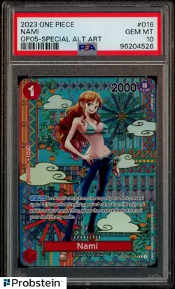 2023 One Piece EN OP05 Special Alternate Art #016 Nami PSA 10 GEM MINT - Image 1