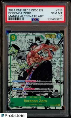 2024 One Piece OP06 EN Manga Alternate Art #118 Roronoa Zoro PSA 10 GEM MINT - Image 1