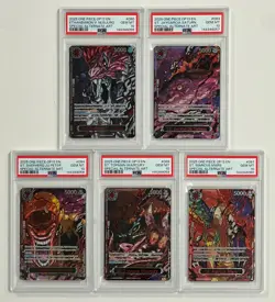 Lot (5) PSA 10 Five Elders Demon God Pack One Piece Sequential AA PSA 10 Set - Image 1