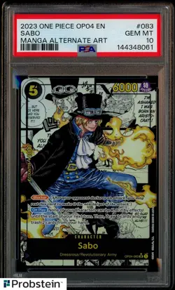 2023 One Piece OP04 En Manga Alternate Art #083 Sabo PSA 10 GEM MINT - Image 1