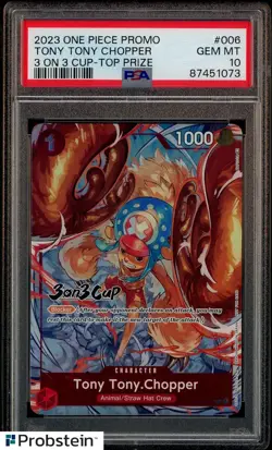 2023 One Piece Promo 3 On 3 Cup Top Prize #006 Tony Tony Chopper PSA 10 GEM - Image 1