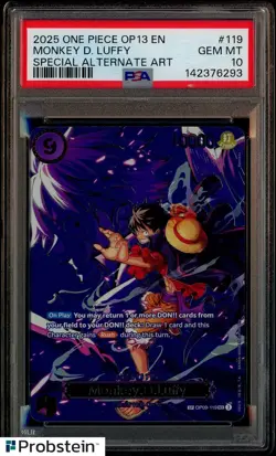 2025 One Piece OP13 EN Special Alternate Art #119 Monkey D. Luffy PSA 10 - Image 1