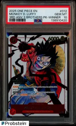 2025 One Piece Monkey.D.Luffy 3rd Ann. Event Winner Prize Promo ST01-012 PSA 10 - Image 1