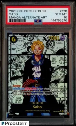 2025 One Piece EN OP13 Manga Alternate Art #120 Sabo PSA 10 GEM MINT - Image 1