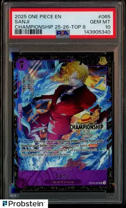 2025 One Piece EN Championship 25-26 #065 Sanji Top 8 PSA 10 GEM MINT - Image 1