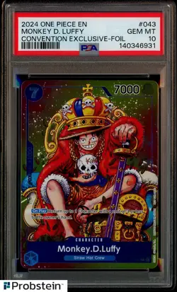 2024 One Piece EN Convention Exclusive Foil #043 Monkey D. Luffy PSA 10 GEM MINT - Image 1