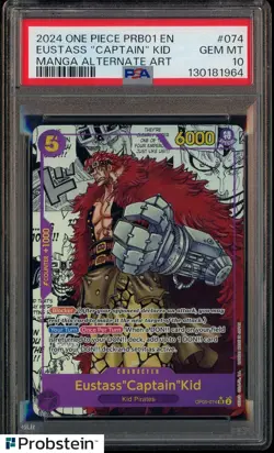 2024 One Piece PRB-01 EN Manga Alternate Art #074 Eustass Captain Kid PSA 10 - Image 1