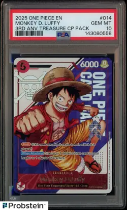 2025 One Piece EN 3rd Anniversary Treasure CP Pack #014 Monkey D. Luffy PSA 10 - Image 1