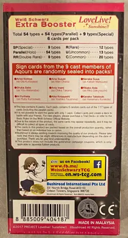 2017 WEISS SCHWARZ LOVE LIVE! SUNSHINE!! EXTRA BOOSTER ENGLISH 6 PK SEALED BOX V - Image 2